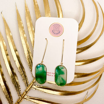 Transparent Green Oval Statement Earrings For Her, 3 of 9