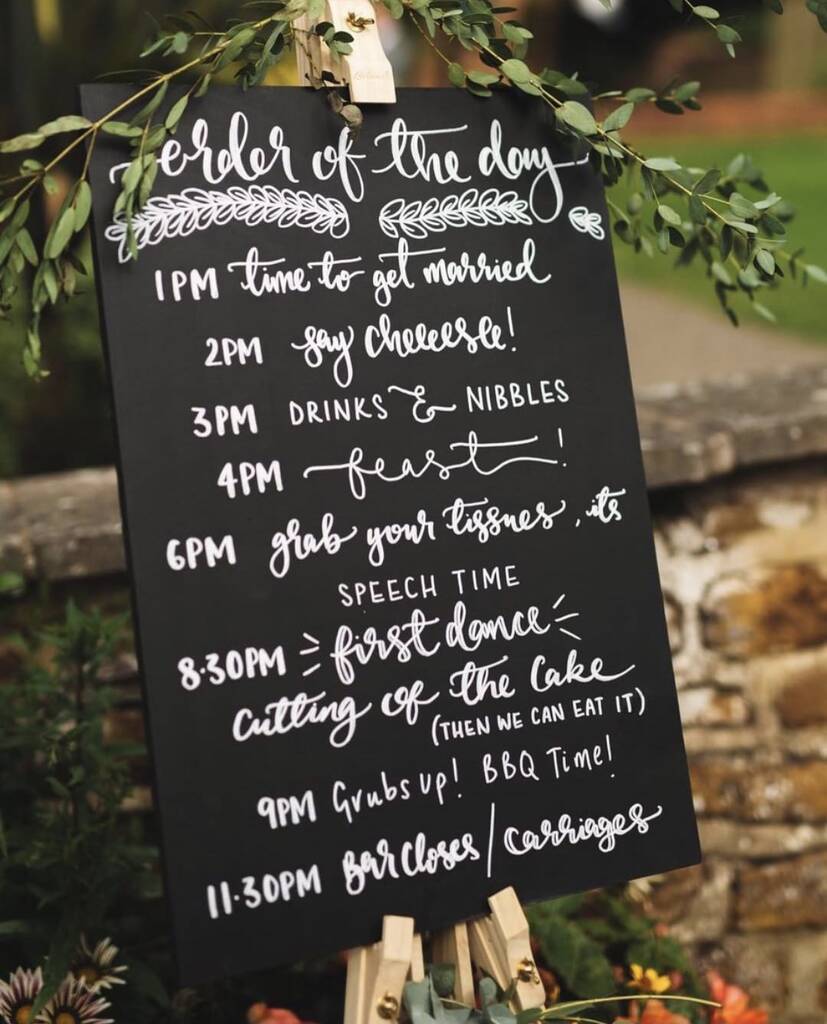 Personalised Order Of The Day Wedding Chalkboard, 1 of 4