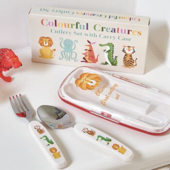 Personalised Childs Safari Cutlery Travel Set, 2 of 3