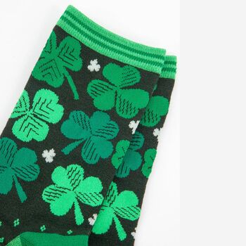 Women's Lucky Irish Shamrock Bamboo Socks, 3 of 4