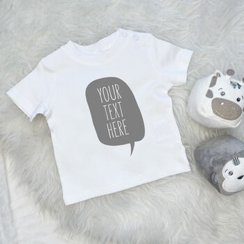 Personalised Speech Bubble Baby T Shirt, 4 of 6