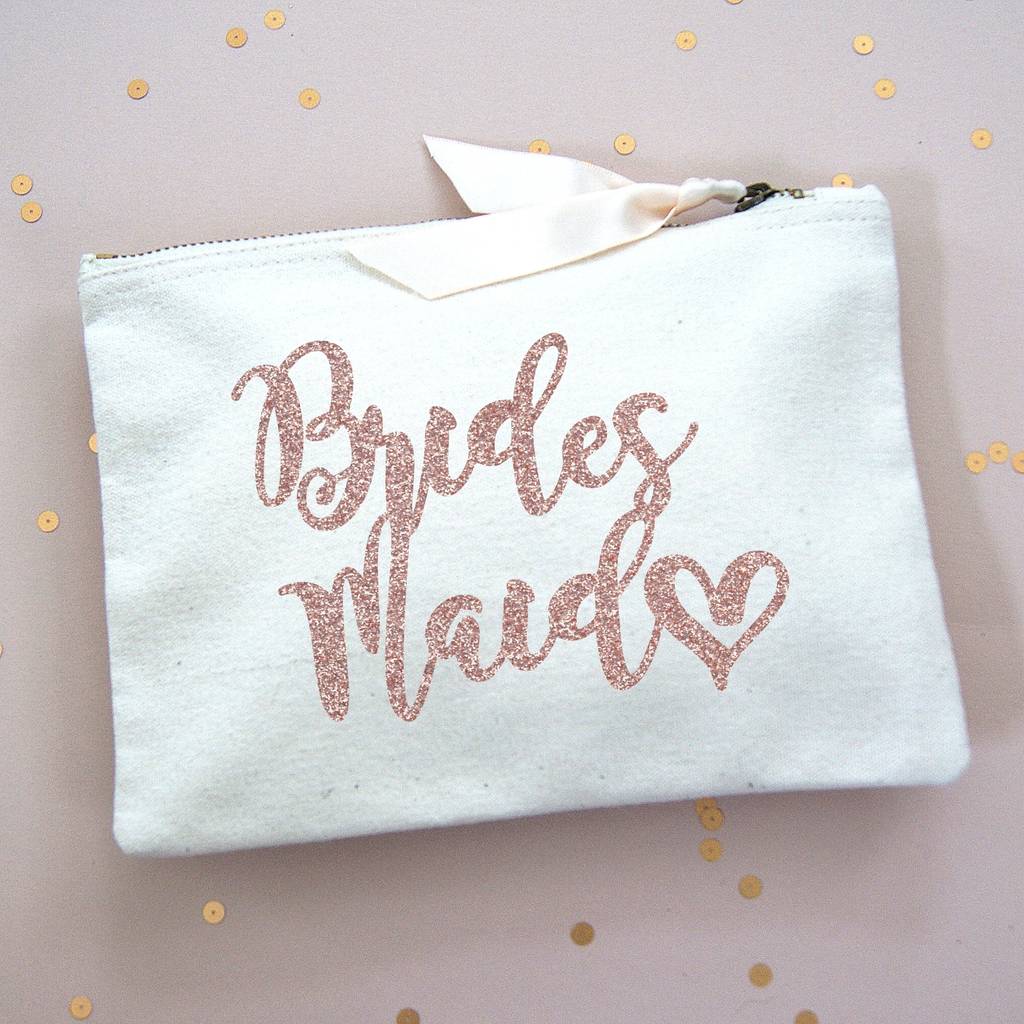 Bridesmaids Rose Gold Glitter Make Up Bag, 1 of 3