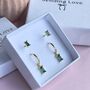 Emerald Baguette Hoop And Stud Earring Set Gold Or Silver Gift For Her, thumbnail 6 of 12