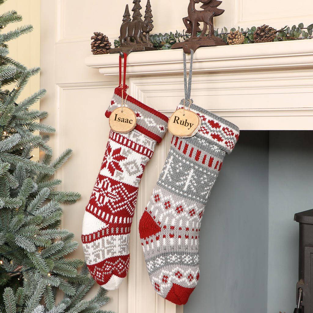 personalised nordic fair isle chunky knit stockings by dibor ...