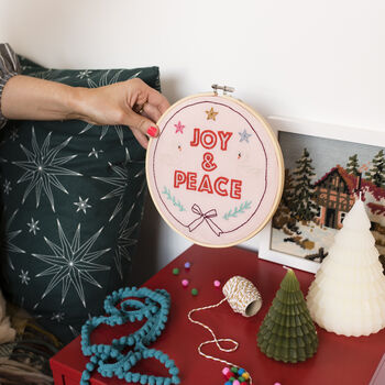 Joy And Peace Embroidery Hoop Kit, 5 of 5