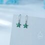 Sterling Silver Emerald Green Cz Flower Drop Dangle Earrings, thumbnail 1 of 11