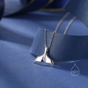 Whale Tail Pendant Necklace In Sterling Silver, 4 of 10