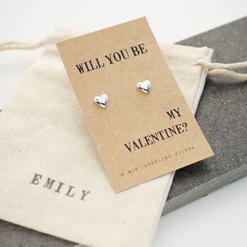Silver Heart Earrings. Be My Valentine, 4 of 4
