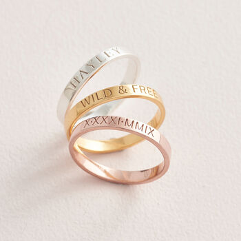 Personalised Engraved Band Ring – A Meaningful Stacking Ring Gift, 2 of 9