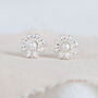 Tiny Sterling Silver Pearl Daisy Stud Earrings, thumbnail 2 of 9