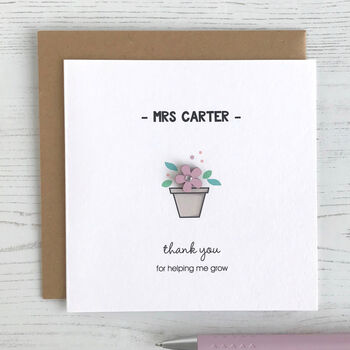 Personalised Flower Pot Teacher Card, 2 of 7