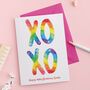 Xo Xo Rainbow Card Can Be Personalised, thumbnail 1 of 5