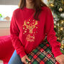 Gold Foil Reindeer Christmas Sweatshirt, Xmas Jumper, thumbnail 5 of 6