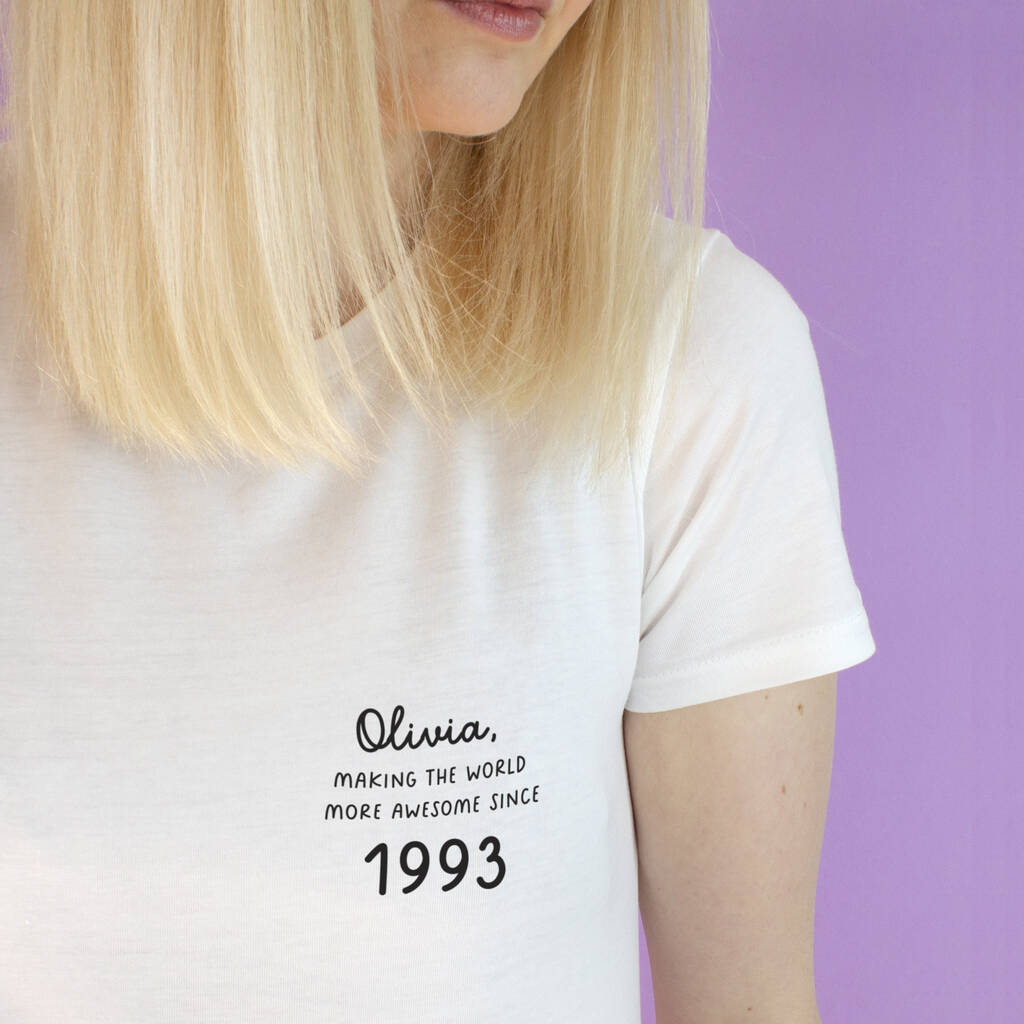 Personalised Awesome Birth Year Organic T Shirt, 1 of 4