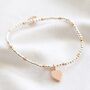 Rose Gold And Silver Plated Beaded Heart Charm Bracelet, thumbnail 2 of 5