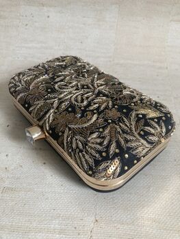 Black Handcrafted Rectangular Clutch Bag, 2 of 9