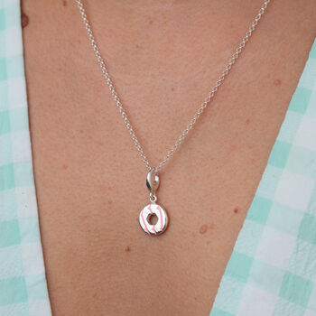 Silver Party Ring Necklace With Pink Enamel, 3 of 7