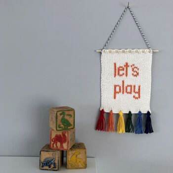 'Let's Play' Knitted Wall Hanging, 2 of 4