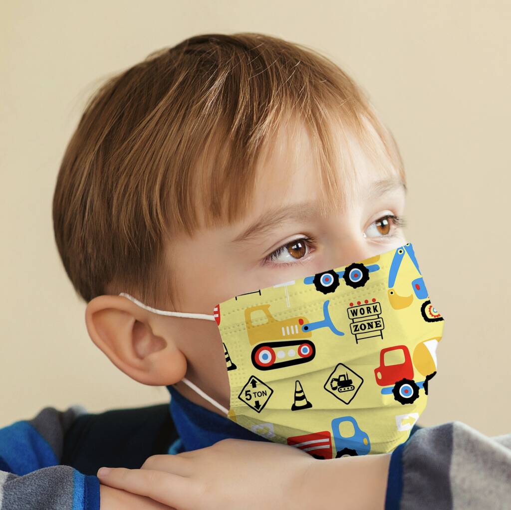 Childs Face Mask With Digger Design, 1 of 2