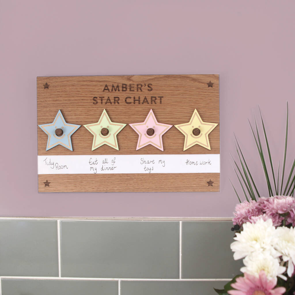 Wooden Personalised Engraved Star Chart, Reward Chart, 1 of 4