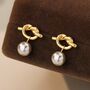 Bridesmaids Gold Plated Knot And Pearl Stud Earrings, thumbnail 2 of 7