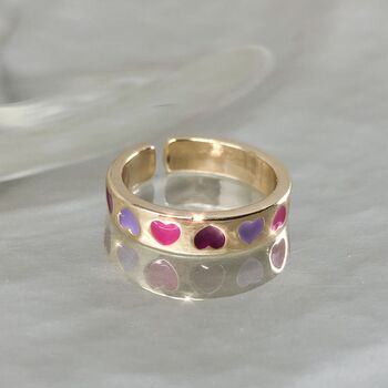 Enamel Pink Rings, Flower, Heart, Star / Gold Filled, 3 of 8