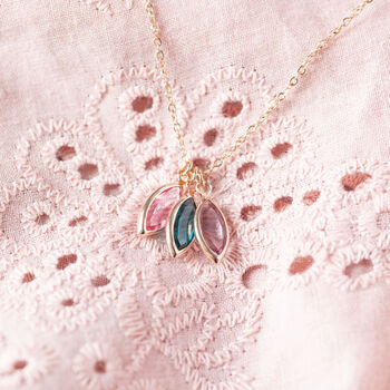 Rose Gold Plated Family Birthstone Marquise Necklace, 4 of 9