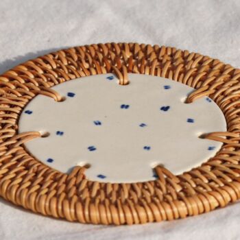Handmade Ceramic And Rattan Coaster, 4 of 11