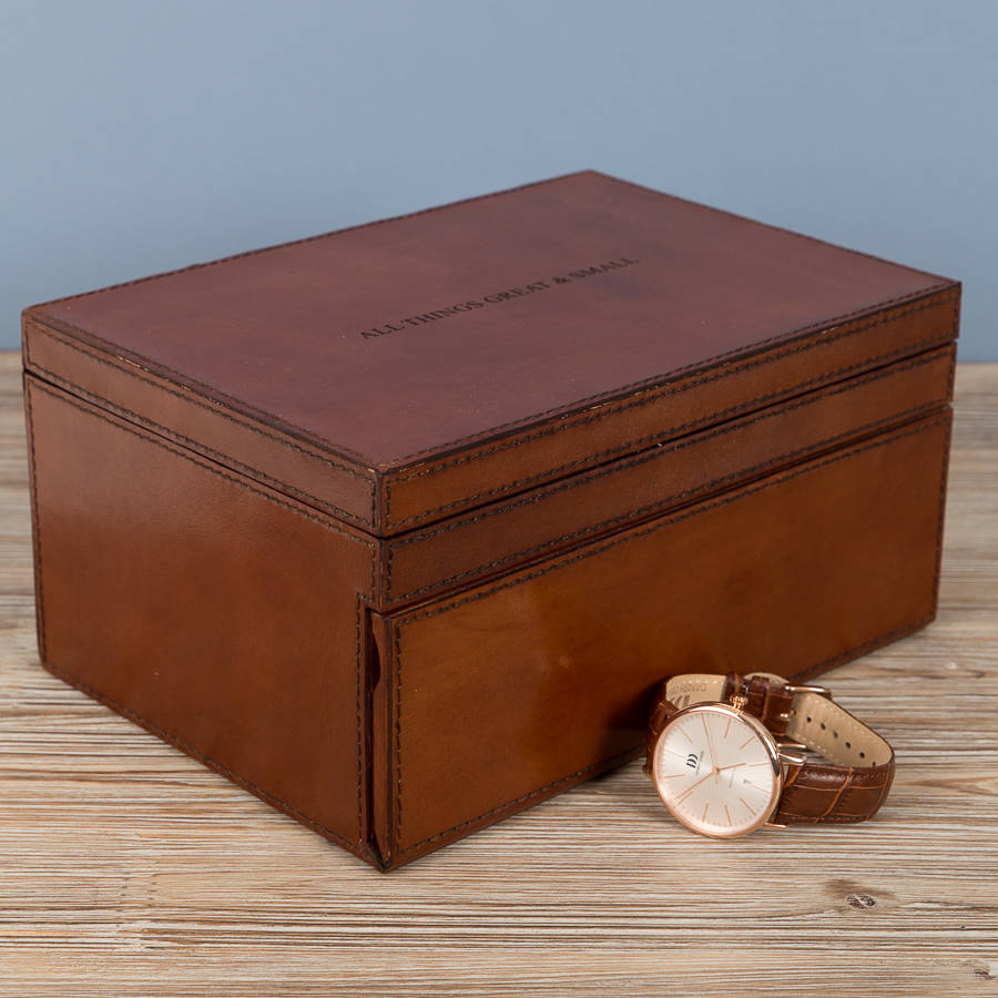 gents personalised large leather jewellery box by ginger rose ...