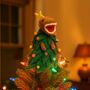 Handmade Felt Tree Rex Christmas Tree Topper, thumbnail 1 of 3