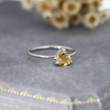 Genuine Yellow Citrine Ring In Sterling Silver, Us Five Eight, 4 of 11