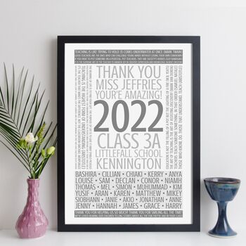 Personalised Teacher Thank You Print With Class Names, 9 of 11