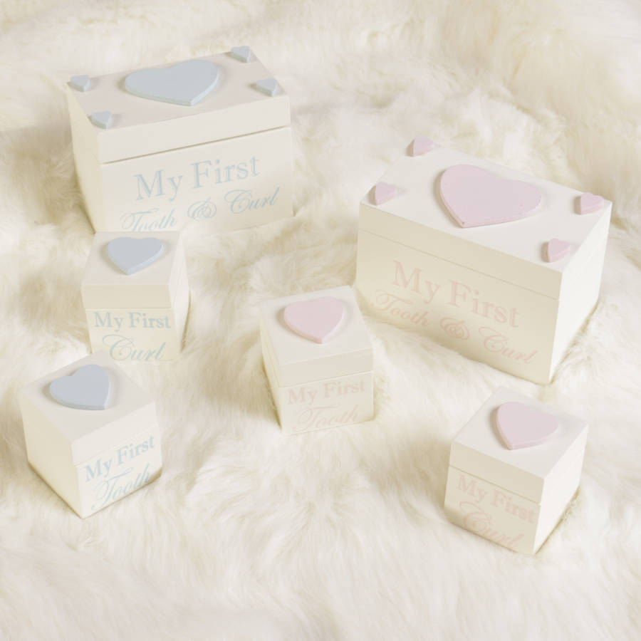 baby's first tooth and curl keepsake boxes by bebe beau