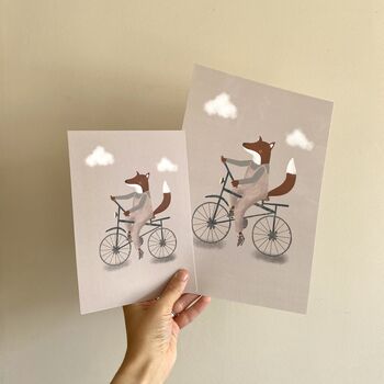 Fox And Bike Children's Art Print, 3 of 5