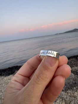 Men’s Custom Handwriting Adjustable Ring – Sterling Silver, 3 of 3
