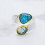 Aquamarine And Apatite Gemstone Textured Silver Ring, thumbnail 7 of 9