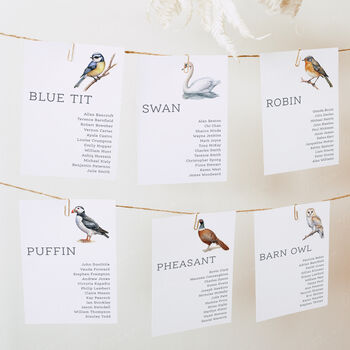 Bird Wedding Table Plan Cards, 3 of 7