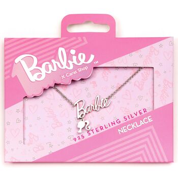 Barbie Sterling Silver Necklace With Name Logo And Silhouette Charm, 4 of 4