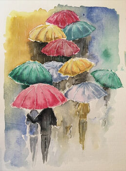 Umbrellas Watercolour Print, 2 of 5