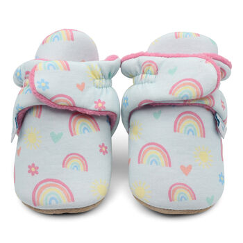 Dotty Fish Rainbow Baby Booties. Soft, Warm, Non Slip, 3 of 7