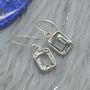 Green Amethyst Silver Drop Square Earrings, thumbnail 1 of 8