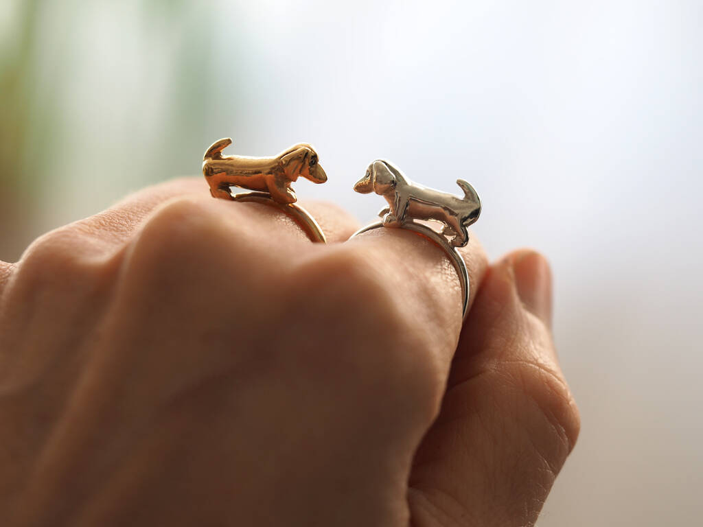 Sausage Dog Ring Silver And Black Diamond By RockCakes
