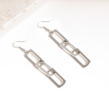 Square Link Chain Earrings In Silver Colour, 2 of 3