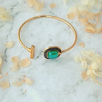 Athena Gold Plated Cuff Bangle Bracelet, 2 of 3