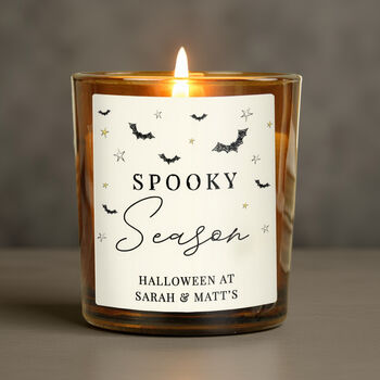 Personalised Spooky Amber Glass Candle, 3 of 5