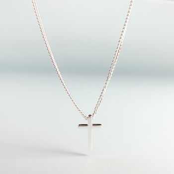 Sterling Silver Tiny Cross Pendant Necklace, 5 of 7