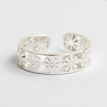Sterling Silver Daisy Adjustable Ring, 2 of 4