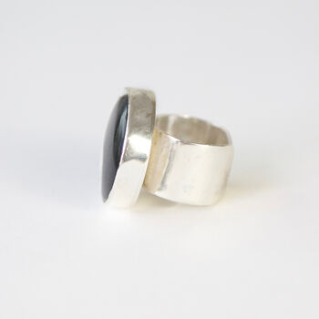 Howlite And Onyx Yin Yang Gemstone Ring Set Silver, 3 of 4