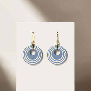 Blue And Cream Stripey Circular Earrings, 3 of 7