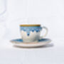 Blue Set Of Six Porcelain Espresso Cup And Saucer, thumbnail 7 of 9